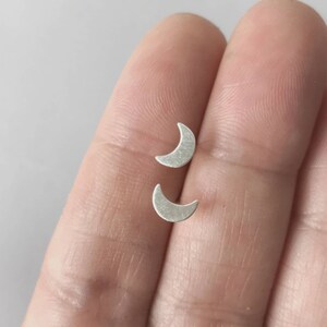 Moon stud earrings, small sterling silver new moon earring, crescent moon studs, astrological, celestial, moon phase minimalist jewelry