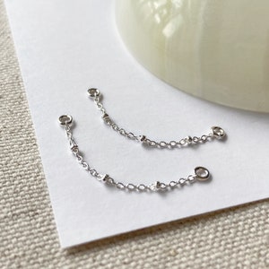 Satellite silver ear chain, attachment chain sterling silver convertible ear jacket, earring linking chain, ear cuff chain, piercing, helix