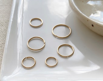 14k gold filled tarnish resistant sleeper hoop earring, gold huggie hoop earring, continuous small thin hoop piercing, endless seamless hoop