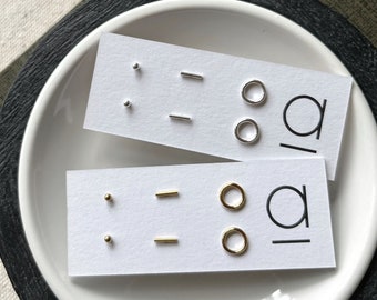 Stud earrings set, 3 pairs of tiny earrings, sterling silver or gold filled, minimalist studs, multiple piercing, second hole earrings