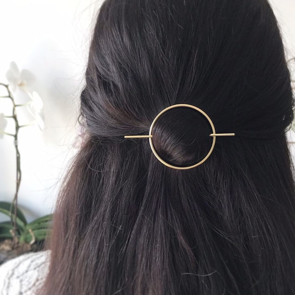 Minimalistisch gold Haarschmuck, Messing Haarspange, gold Haarspange, runde Haarspange, Haarnadel, gold Haarspange, geometrische Haarspange