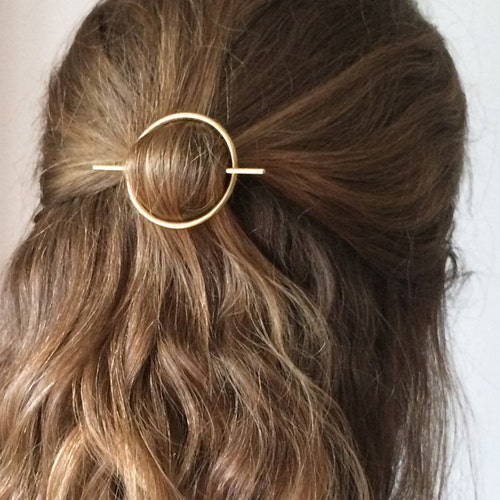 Minimalist Gold Hair Accessories Brass Hair Clip Round - Etsy Minimalist Gold Hair Accessories Brass Hair Clip Round - Etsy