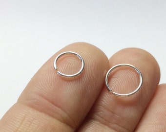 Simple sterling silver hoop, delicate sleeper hoop, seamless nose ring, helix earring, tragus, cartilage earring, silver piercing