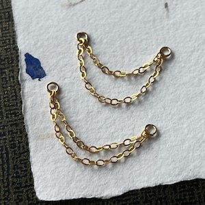 Gold double ear chain, 14k gold filled convertible ear jacket chain, earring linking chain, ear cuff chain, piercing helix, conch