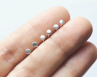 Tiny silver dots studs, second hole piercing, helix, tiny sterling silver circle studs earrings, minimalist jewelry, silver dots studs