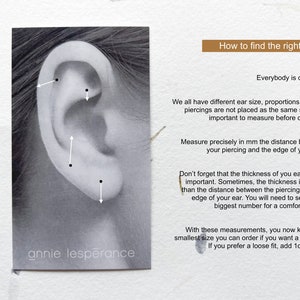 Sterling silver piercing with seashell, helix piercing, helix earring, hoop, tragus, conch, cartilage earring, cartilage hoop image 5