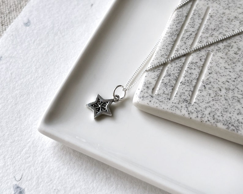 Silver star necklace, boho filigree sterling silver star pendant dainty chain, silver celestial necklace, astrological tarot celestial image 2