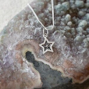 Silver star necklace, boho filigree sterling silver star pendant dainty chain, silver celestial necklace, astrological tarot celestial image 4