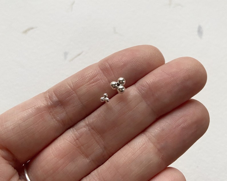 Tiny dots studs, Tiny dots earrings, recycled silver, minimalist earrings piercing, second hole, Tiny silver dots studs earrings image 7