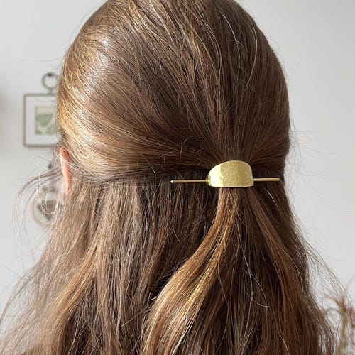 Minimalist Gold Hair Accessory, Gold Barrette, Marquise Gold  display picture 2