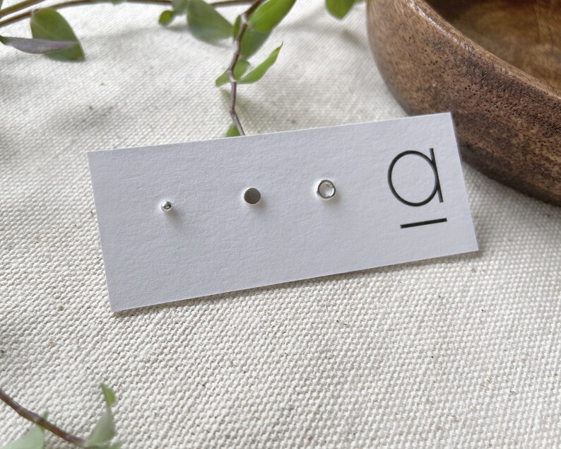 Tiny silver dots stud earring second hole piercing minimalist jewelry tiny sterling silver circle stud earring helix Studs TRIO -1