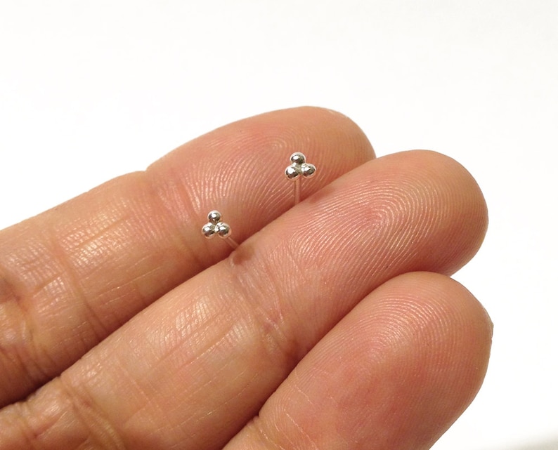 Tiny dots studs, Tiny dots earrings, recycled silver, minimalist earrings piercing, second hole, Tiny silver dots studs earrings image 4