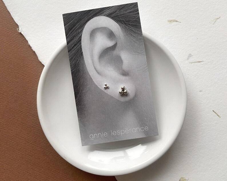 Tiny dots studs, Tiny dots earrings, recycled silver, minimalist earrings piercing, second hole, Tiny silver dots studs earrings image 6