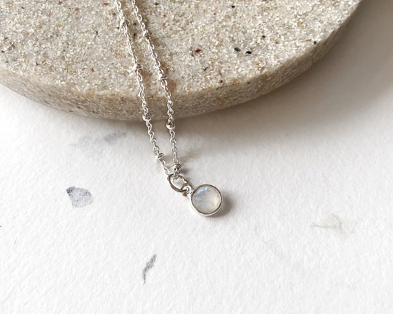 Dainty Sterling Silver 925 Moonstone Gemstone Pendant Necklace Ladies  Jewellery | eBay