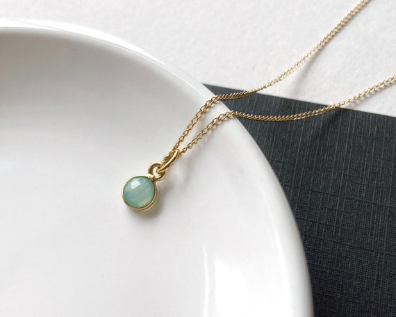 Chalcedony Gold Filled Necklace Round 