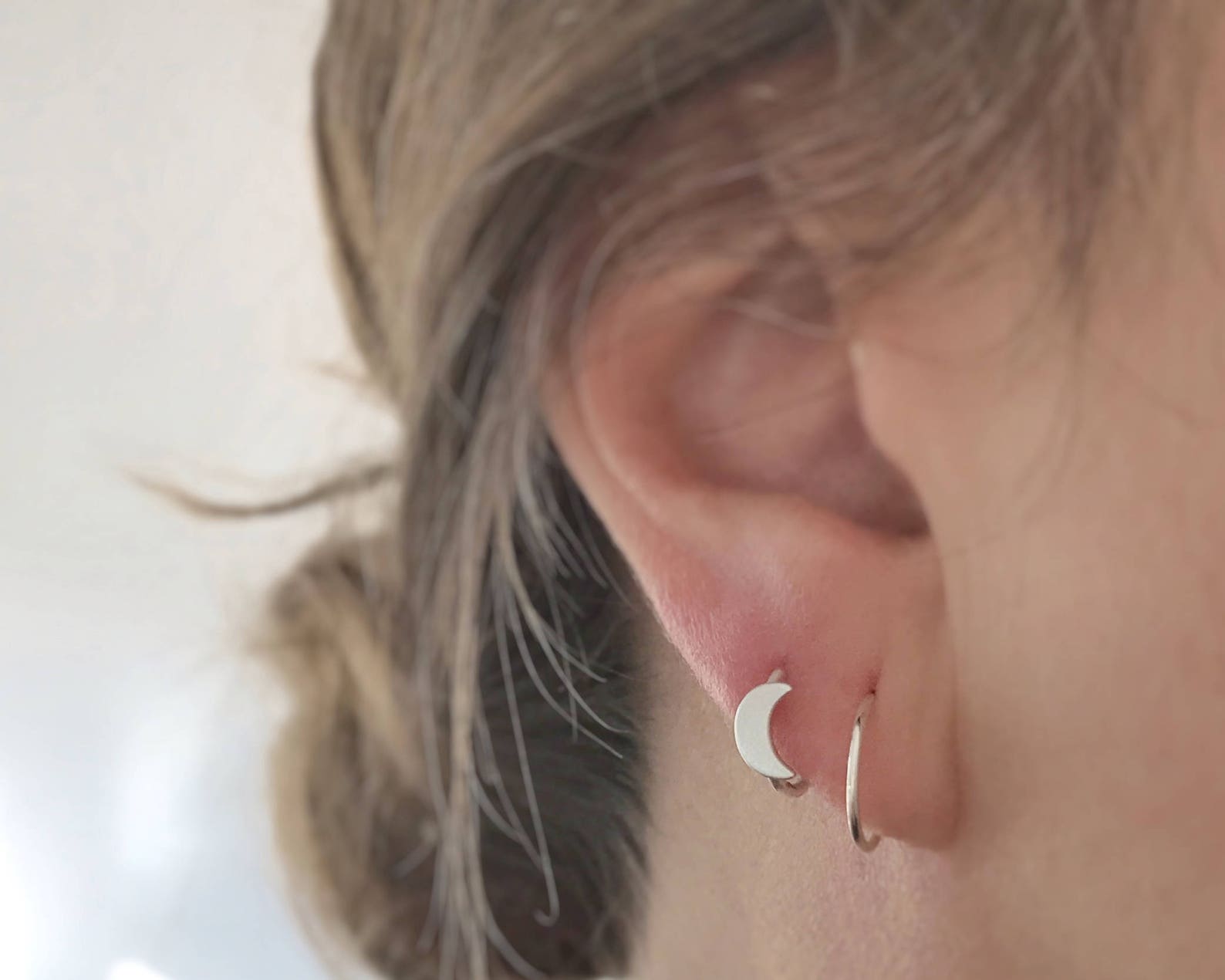 Moon Piercing Sterling Silver Piercing With Moon Cartilage Etsy