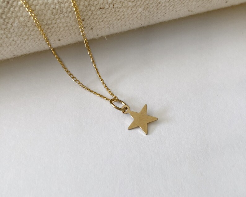 Gold star necklace 14k gold filled star pendant on dainty curb chain layering necklace tiny gold star charm delicate necklace image 2