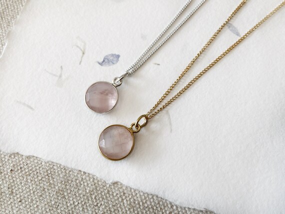Rose Quartz Necklace 11mm Faceted 