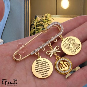 Ayatul Kursi Baby Pin Brooch Four Qul Suras Pin Mini Crystal Pin Baby Shower Gift