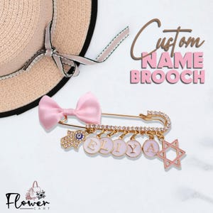 Custom Name Baby Brooch: Pink Handmade Keepsake Pin