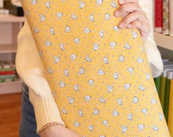 Poppie Cotton Bluebirds Yellow Fabric Home Sweet Home Cute Vintage Birds