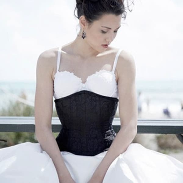 Corset Waist shaping Etoile corset Black Brocade HOURGLASS Meschantes waspie