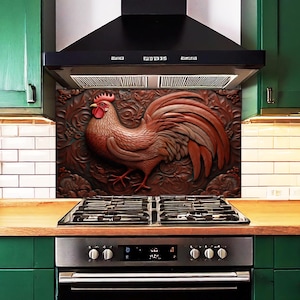 Tempered Glass Backsplash, Rooster Backsplash, Glass Backsplash for Kitchen