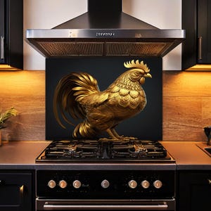 Rustic Glass Backsplash, Rooster Backsplash Behind Stove, Kitchen Backsplash