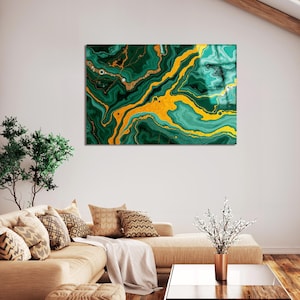 Tempered Glass Wall Art, Marble Wall Art Gift, Floral Design Wall Decor, Glass Wall Art, Luxury Glass Art