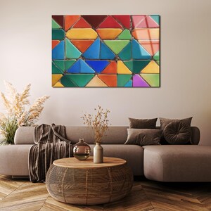 Large Colorful Glass Wall Decor, Vibrant Color Artwork, Abstract Art, Living Room Wall Art, Tempered Glass Print