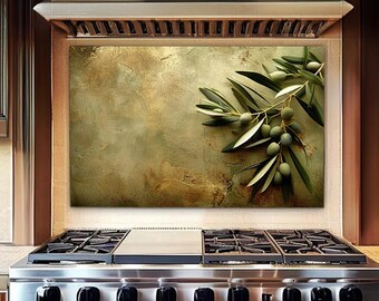 Tempered Glass Kitchen Backsplash: Embossed Rustic Tile Style