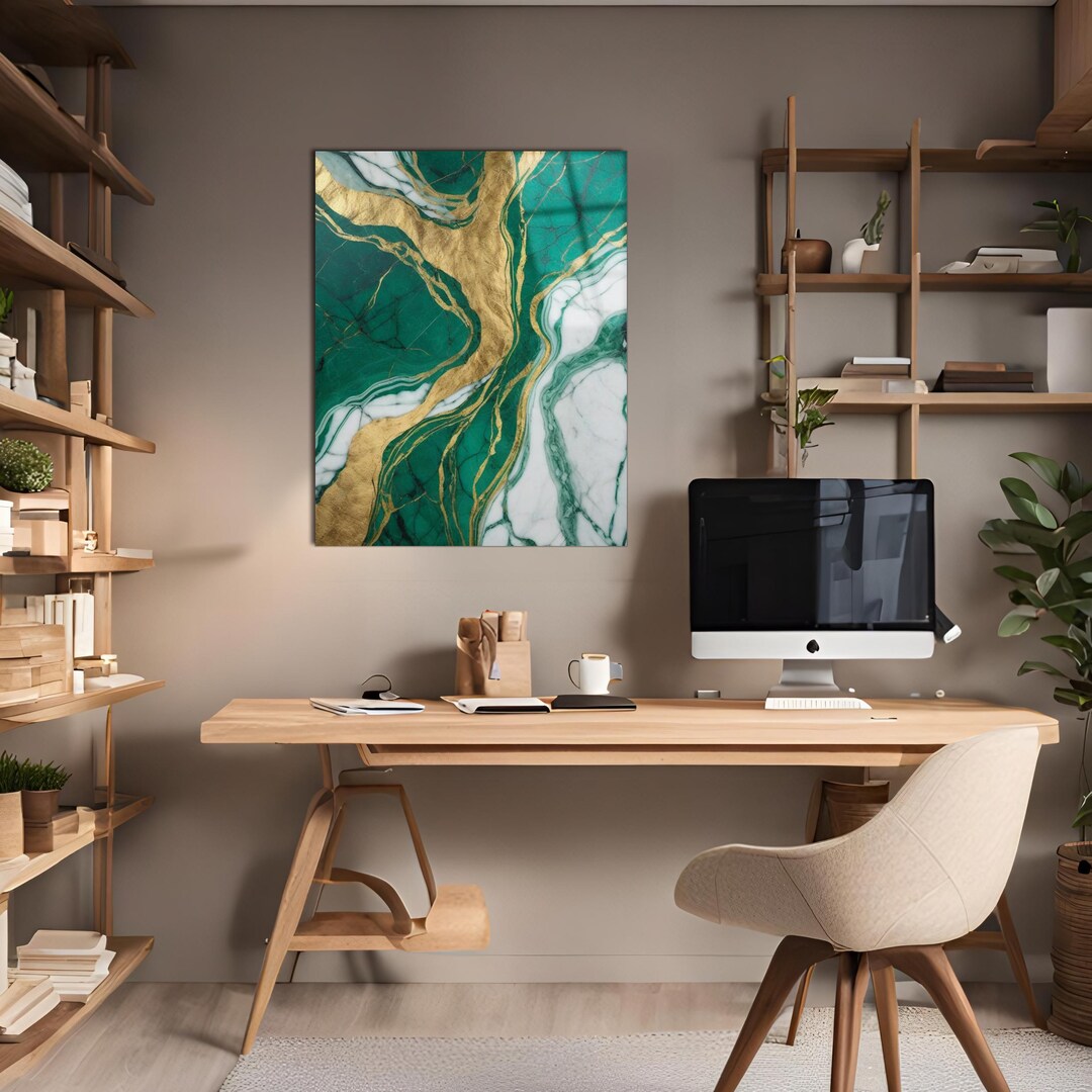 Emerald Green Marble Tempered Glass Wall Art - Etsy