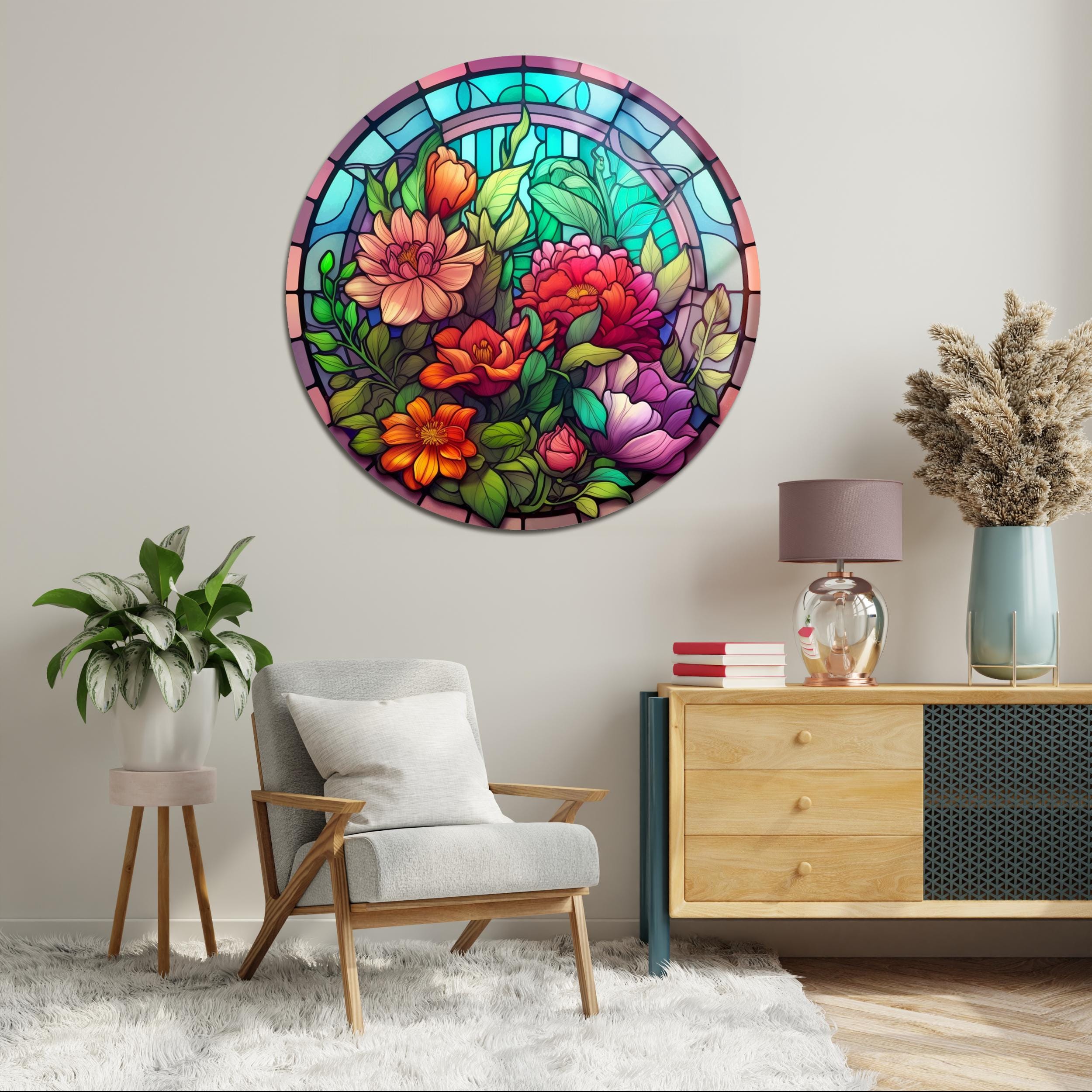 Floral Tempered Glass Wall Art: Abstract Flower Decor - Etsy