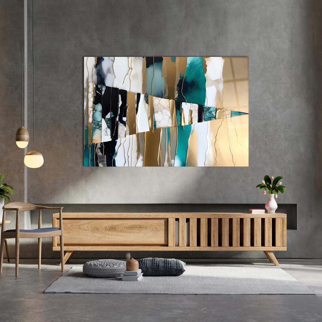 Green Marble Tempered Glass Wall Art: Modern Abstract Decor - Etsy
