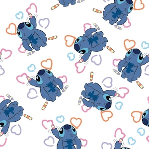 Lilo and Stitch Fabric Blue Koala Fabric Anime Cartoon Fabric Cotton Fabric By The Half Yard