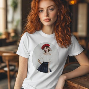 Parisian Chic T-Shirt | Art T-Shirt | French Fashion Shirt | Paris Chic Shirt | Vintage Illustration Shirt | Women&#39;s Fashion Shirt |
