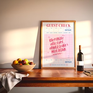 Trendy Guest Check Funny Espresso Martini, Funny Quote for College Dorm Aesthetic Poster, Preppy Poster for Apartment Bar Cart Deco