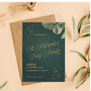 Modèle d'invitation à une fête de la Saint-Patrick, Invitation chic, modèle de carte