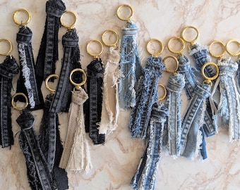 Upcycled Denim Bag Charm – Handmade Sustainable Key Chain Purse Accessory