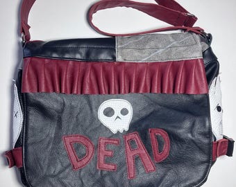 Gothic Skull Leather Messenger Bag