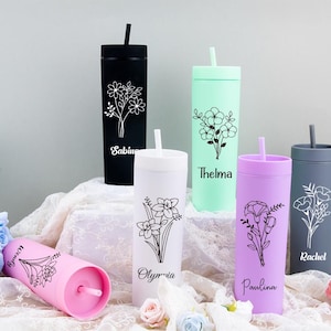 Personalized Bridesmaid Tumbler with Straw: Bachelorette Party Gift