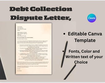 Debt Dispute Letter Template: Editable Debt Validation (Canva Edit)
