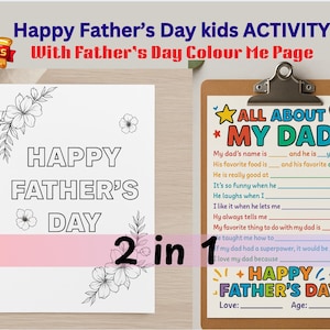 Father's Day Activity Sheet | All About Dad Printable | A4 Fill In Template | DIY Gift from Kids | Father's Day Placemat | Instant Download
