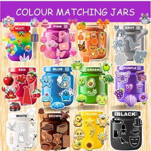 Color Matching Activity for Kids,Toddler Color Printables,Montessori Materials,Homeschool Preschool Curriculum,Match colours in jar,kids fun