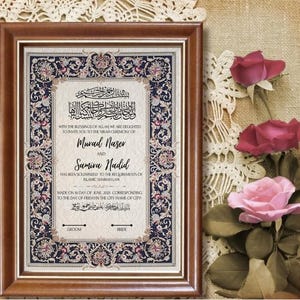 Bearbeitbare Nikkah-Zertifikatsvorlage, islamischer Hochzeitsvertrag, digitaler Nikah Nama, benutzerdefinierte muslimische Heiratsurkunde, A3, A4 druckbare PDF