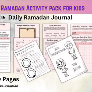 Ramadan Journal Activity Pack for Muslim Kids: 50-Page Printable (PDF)
