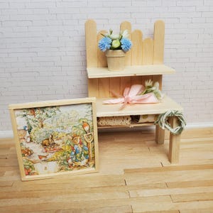 Miniature Dollhouse Gardening Potting Work Bench Greenhouse 1:12 Scale