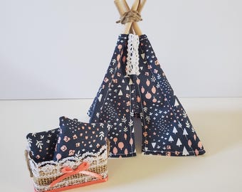 Miniature Dollhouose Navy Teepee 1:12 Scale