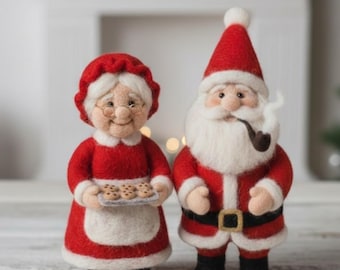 Handmade Wool Felt Santa Figurines | Cozy Christmas Decorations & Gifts