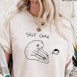 Funny Frog Self Care Shirt, Funny Frog Self Care Retro Shirt, Funny Frog Shirt, Birthday Gift For Her, Cottagecore Frog Shirt, Positive Vibe